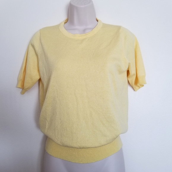 YEMAK Women's Yellow Crewneck 1/2 Basic Casual Knit Pullover Sweater Size L - Picture 1 of 6